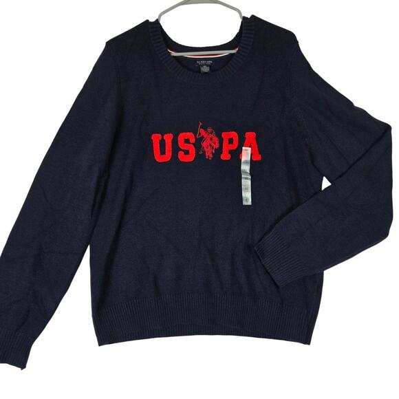 US Polo Assn Mens Pullover Sweater Super Soft Navy Blue XL 0747 - Picture 1 of 8